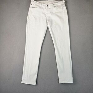 7 For All Mankind Jeans Womens 29 White Stretch Straight Made USA AU08649SS